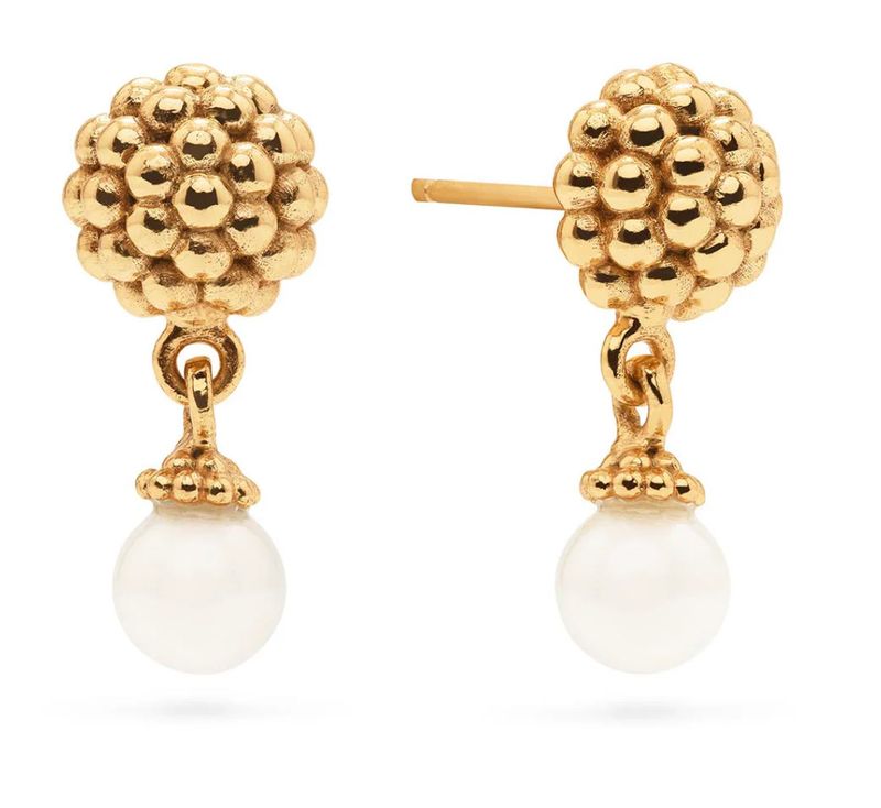 Berry Drop Stud Earring- Pearl