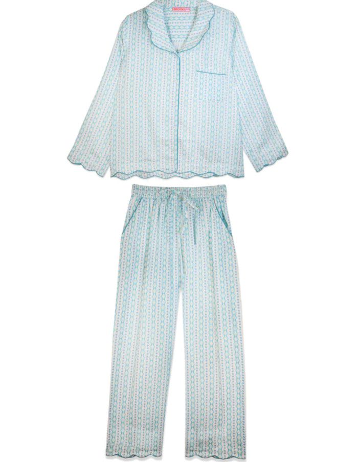 LP Scalloped Pajama Set, Long- Blue Moss, XS