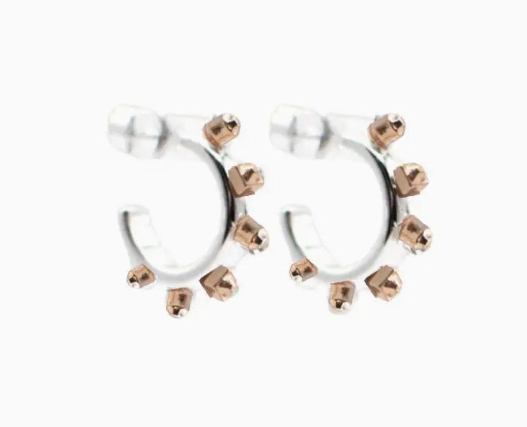 Mixed Metal Huggie-Silver