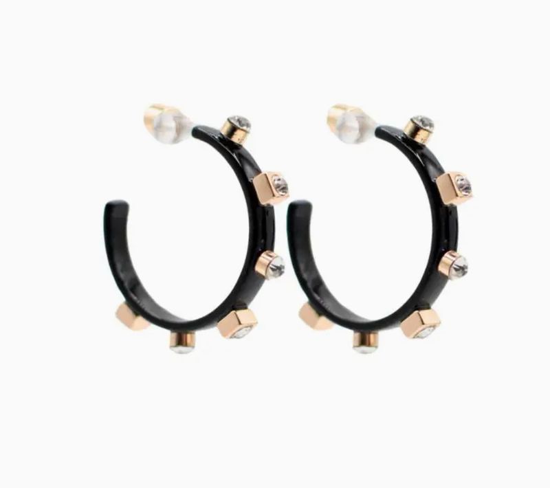 Black Metal Hoop- Crystal