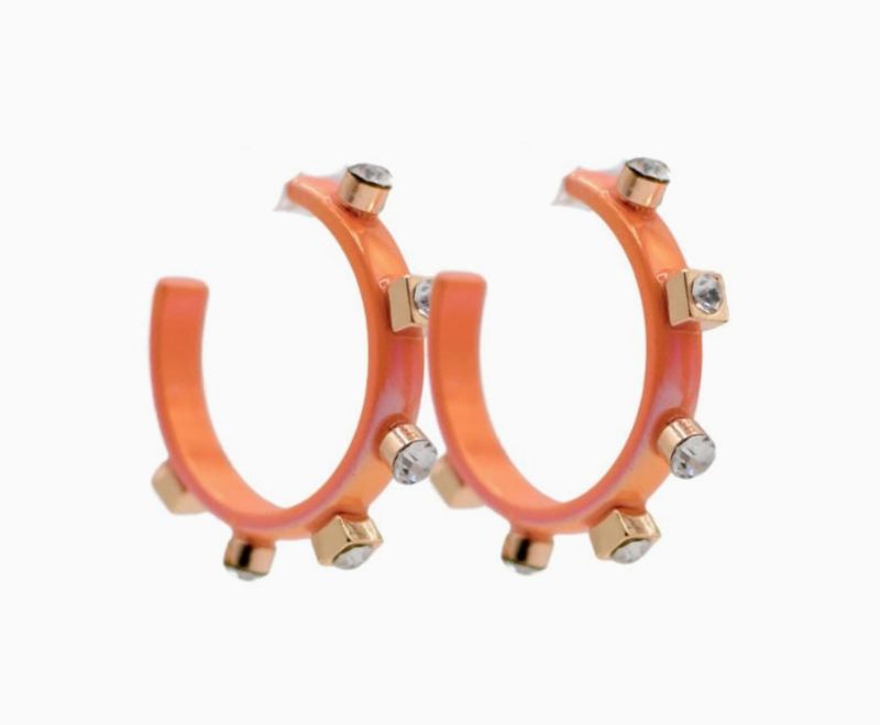 Orange Metal Hoop- Crystal
