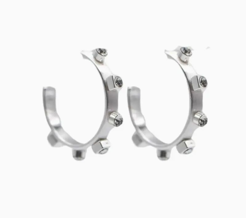 Silver Metal Hoop- Crystal