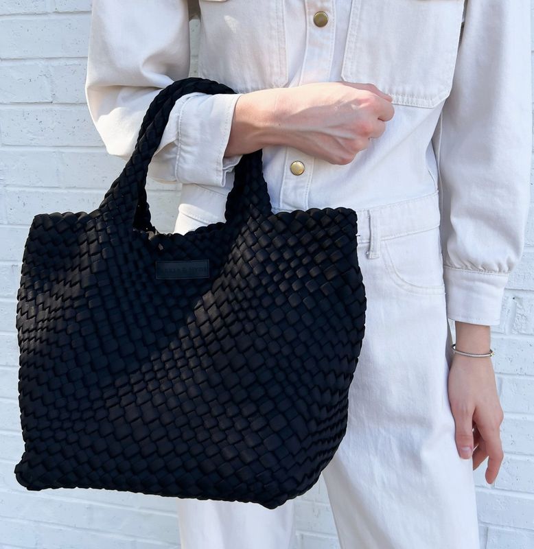 Jet Black Woven Tote
