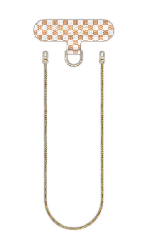 Universal Phone Hitch + Goldi Crossbody Beige Checkered, Regular 47 inches
