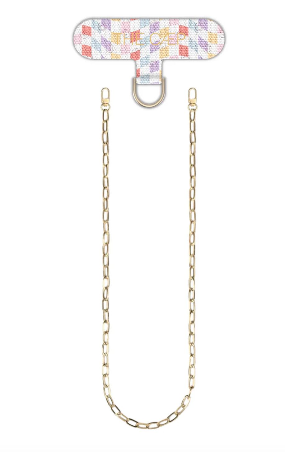Universal Phone Hitch + Gold Paperclip Crossbody Smiley  Checkered, Maxi 55 inches