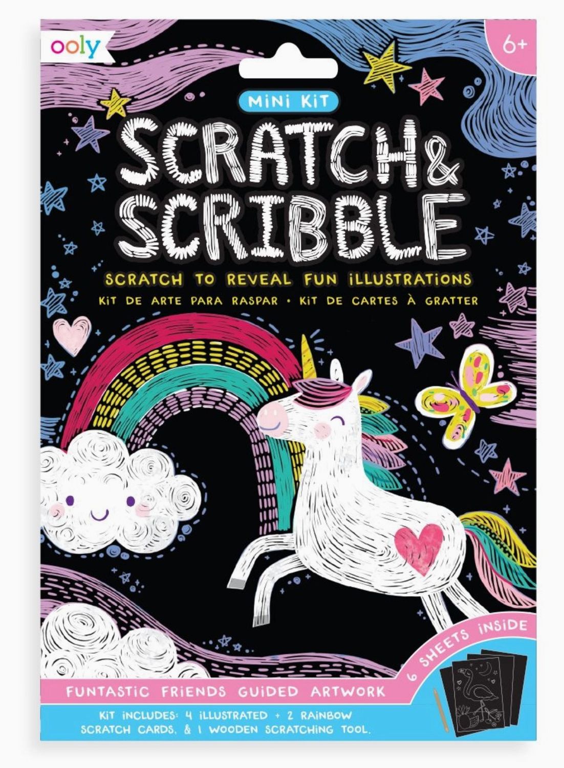 Mini Scratch &amp; Scribble Art Kit - Funtastic Friends - 7 pc set