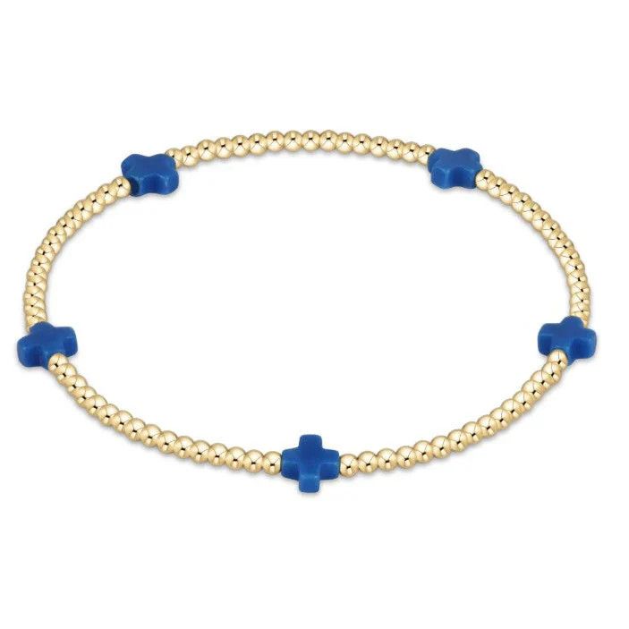 CLASSIC GOLD 3MM BEAD BRACELET  W/ SIGNATURE CROSS CHARM main image 0