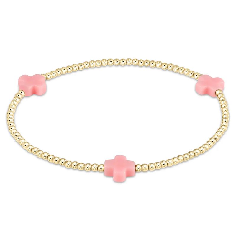 Signature Cross Gold Pattern 2mm Bracelet - Pink