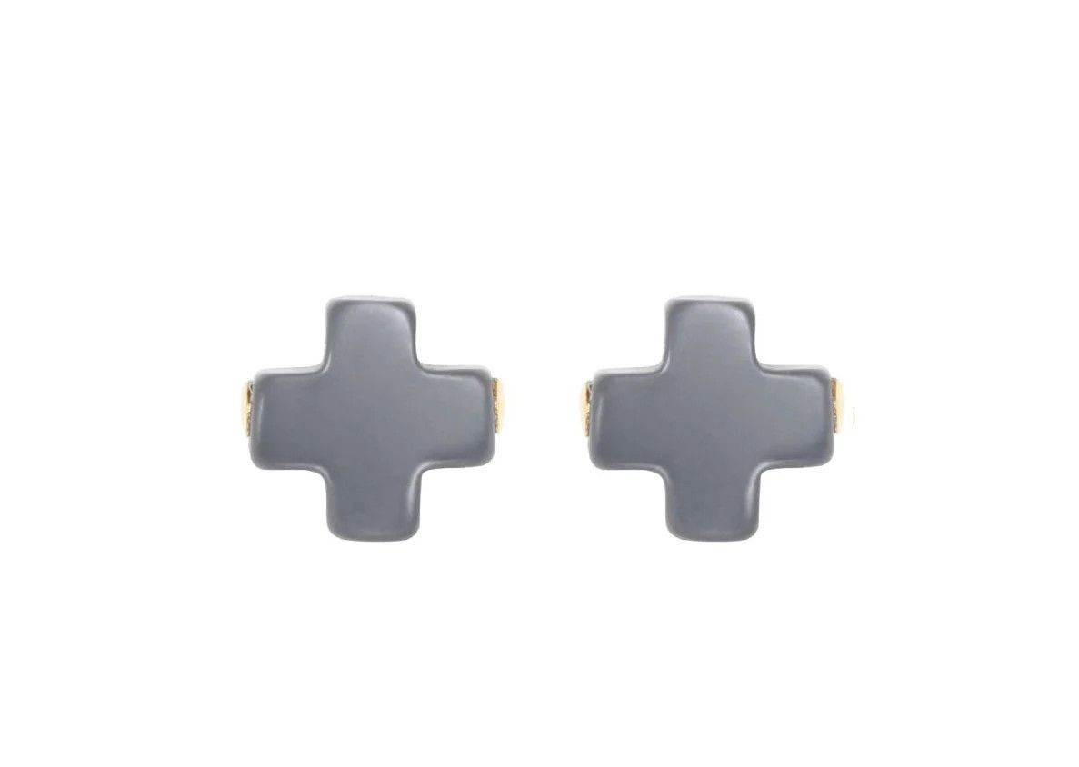 EN Signature Cross Stud- Charcoal
