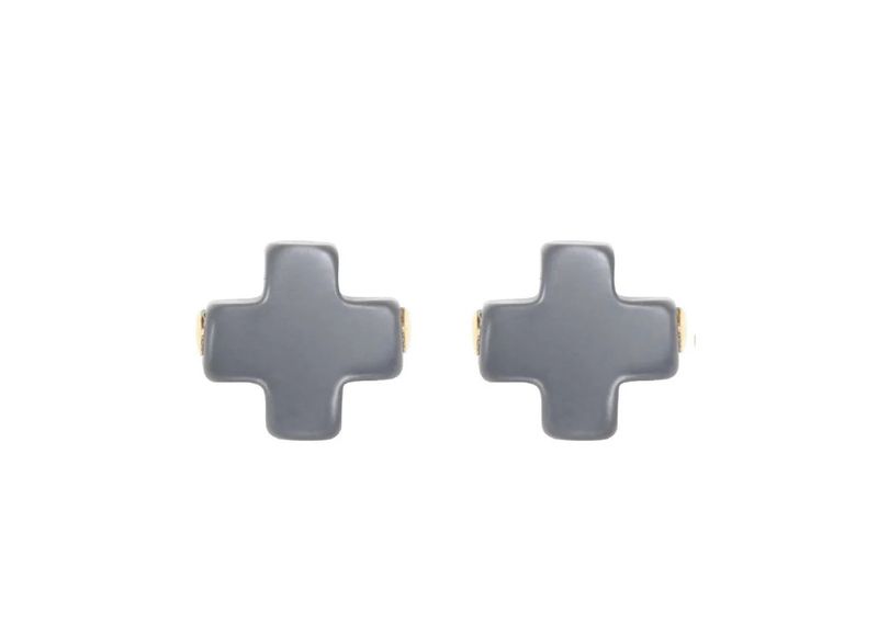 EN Signature Cross Stud- Charcoal