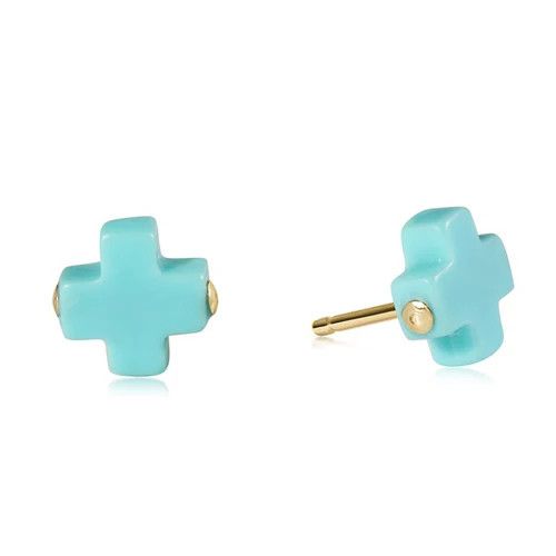 EN Signature Cross Studs- Turquoise