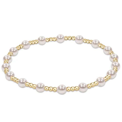 Extends- Classic Sincerity Pattern 4mm Bead Bracelet- Pearl