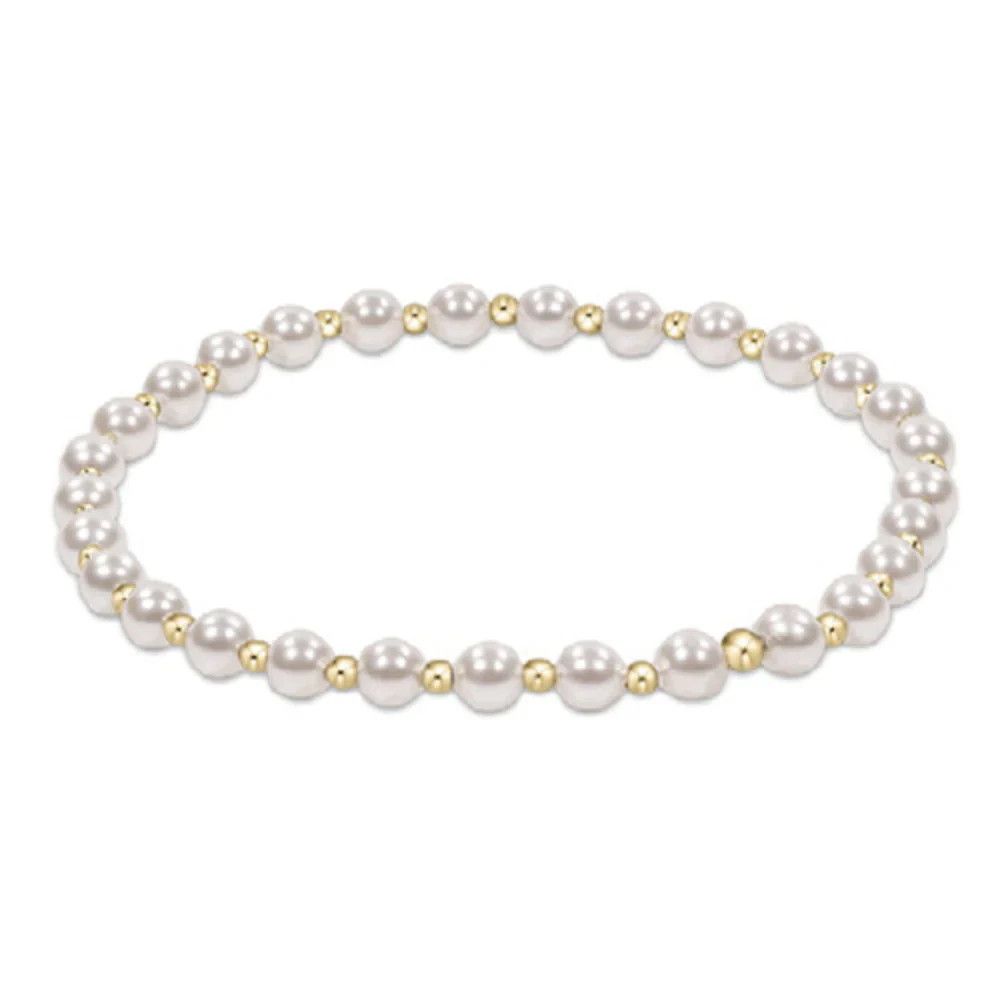 Extends- Classic Grateful Pattern 4mm Bead Bracelet- Pearl