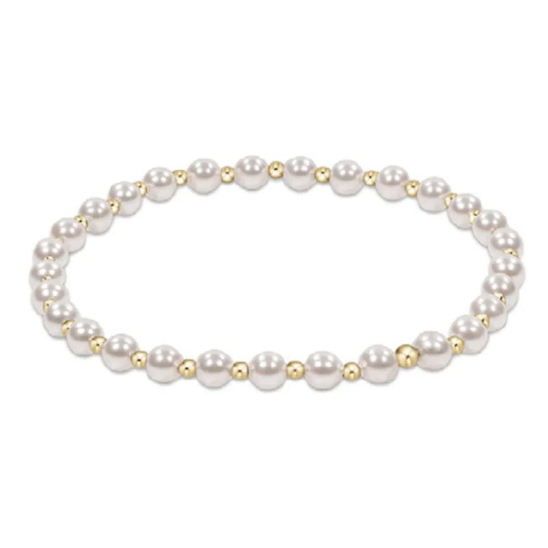 Extends- Classic Grateful Pattern 4mm Bead Bracelet- Pearl