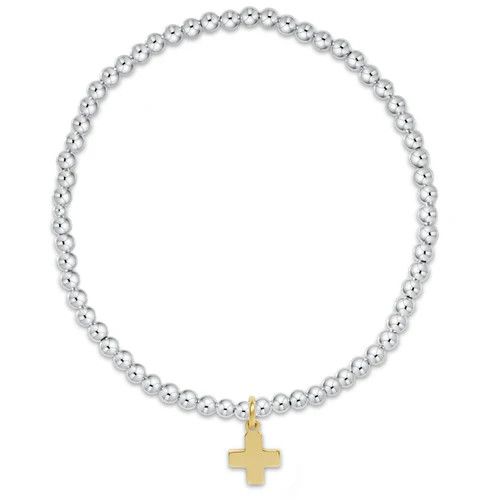 Classic Sterling 3mm Mixed Metal Signature Cross Charm Gold