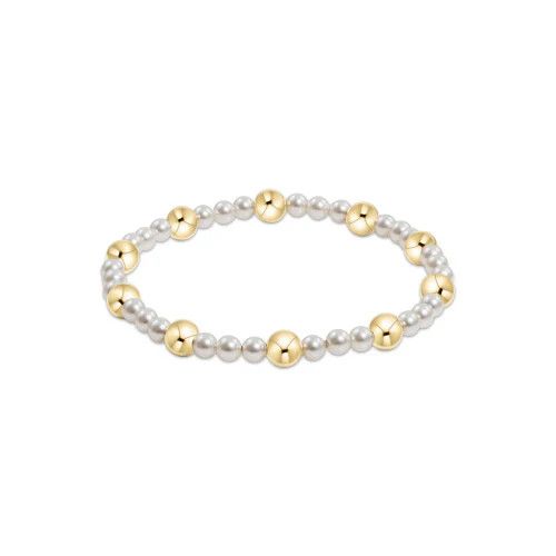 EN Pearl Sincerity Pattern 4mm Bead Bracelet- 6mm Gold