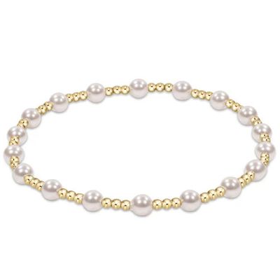 EN Classic Sincerity Pattern 4mm Bead Bracelet- Pearl