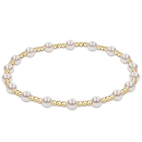 EN Classic Sincerity Pattern 4mm Bead Bracelet- Pearl