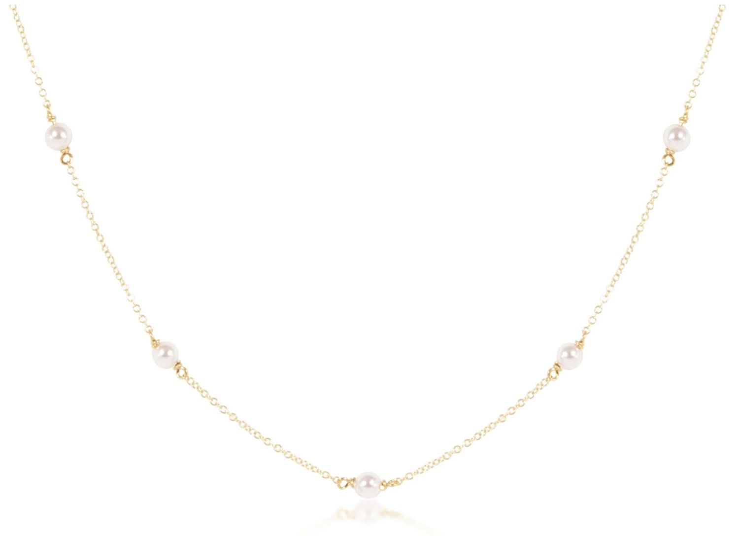 EN 15&quot; Choker Simplicity Chain Gold - 4mm Pearl