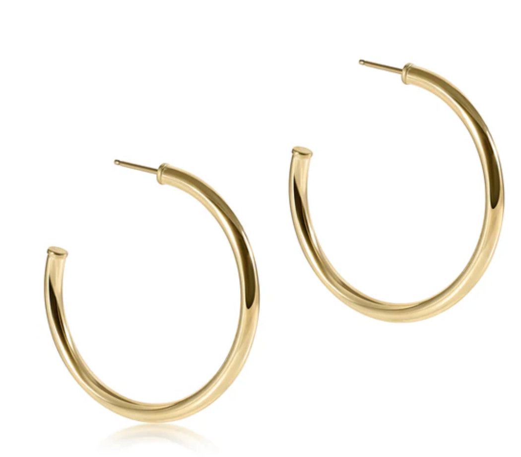 round gold 1.5&quot; post hoop 3mm smooth