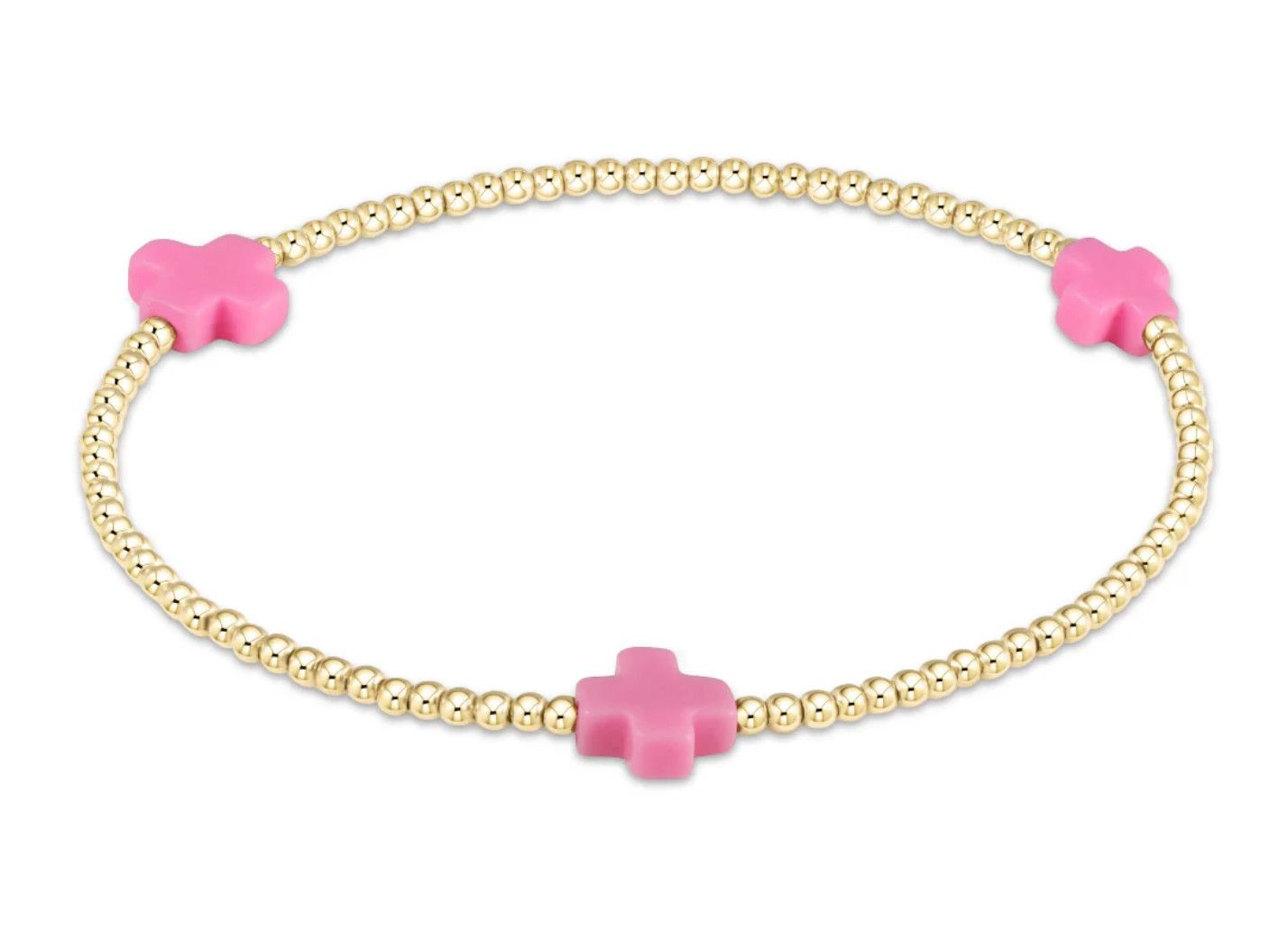 Signature Cross Gold Pattern 2mm Bracelet - Bright Pink
