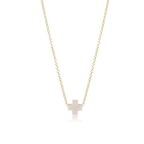 Egirl 14&quot; Necklace Gold - Signature Cross Small Off White