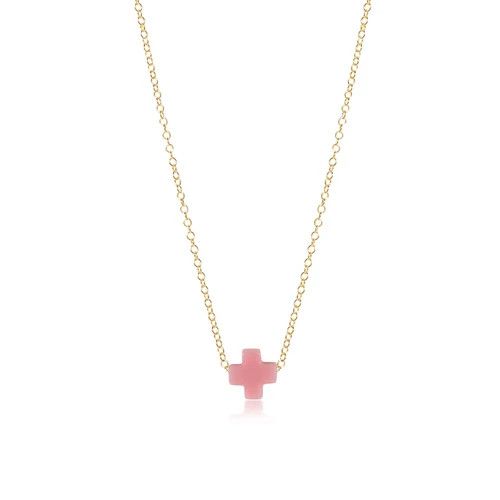 Egirl 14&quot; Necklace Gold - Signature Cross Small Pink