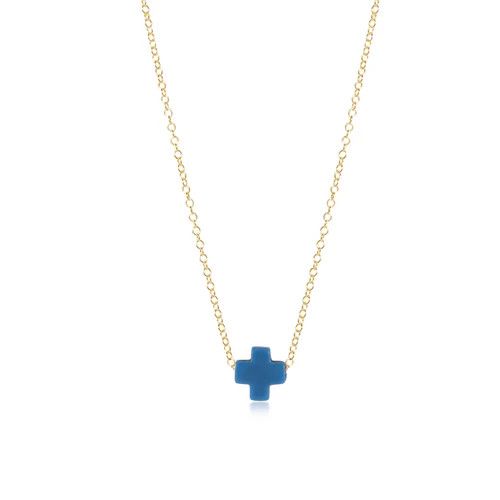 Egirl 14&quot; Necklace Gold - Signature Cross Small Cobalt
