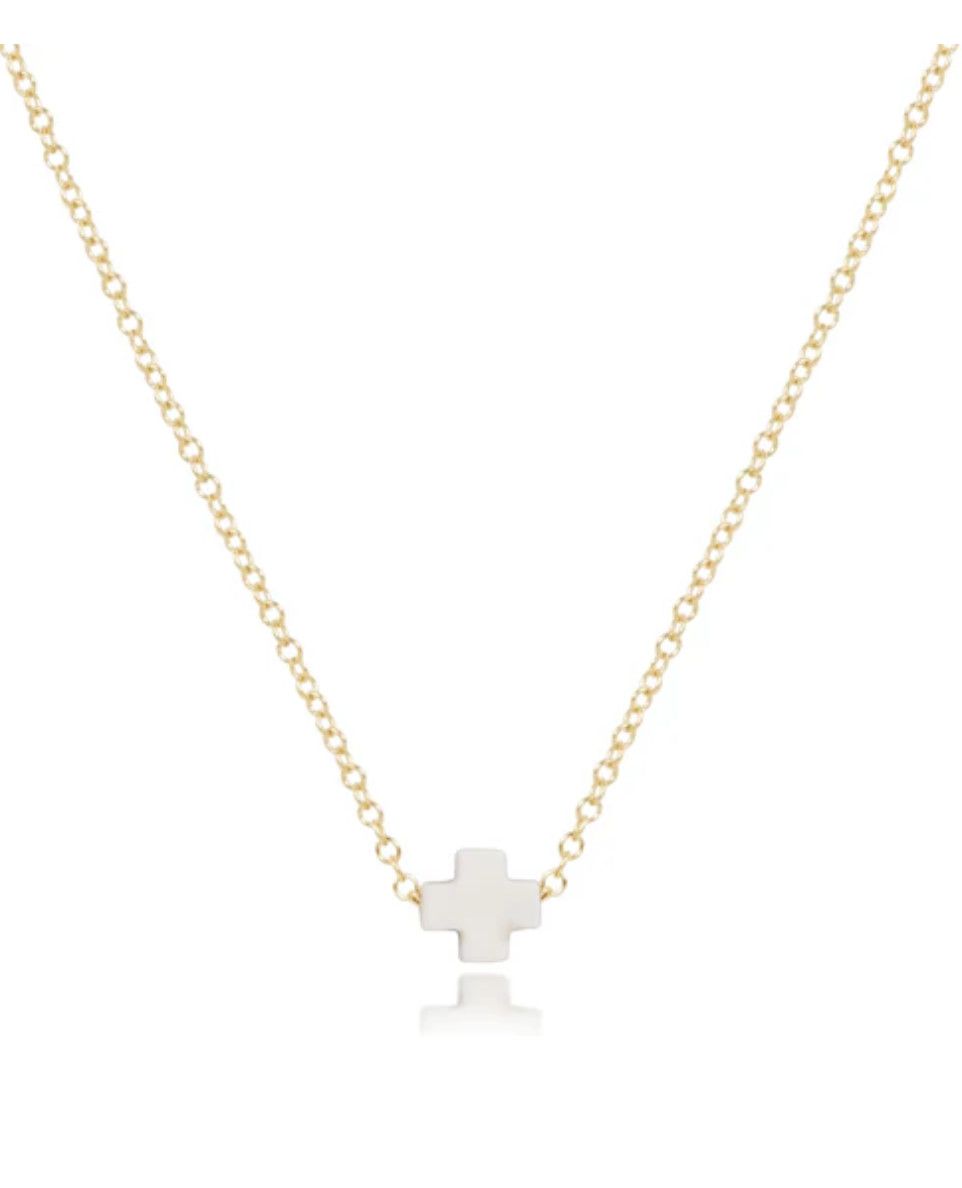Off White- 16&quot; Necklace Signature Cross Small