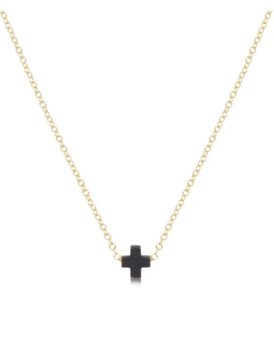 Charcoal- 16&quot; Necklace Signature Cross Small