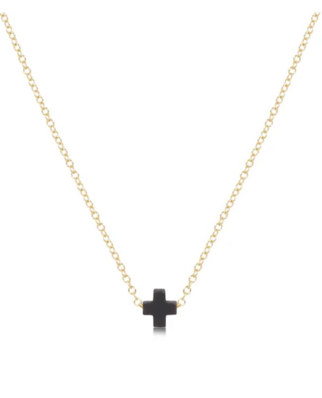 Charcoal- 16&quot; Necklace Signature Cross Small