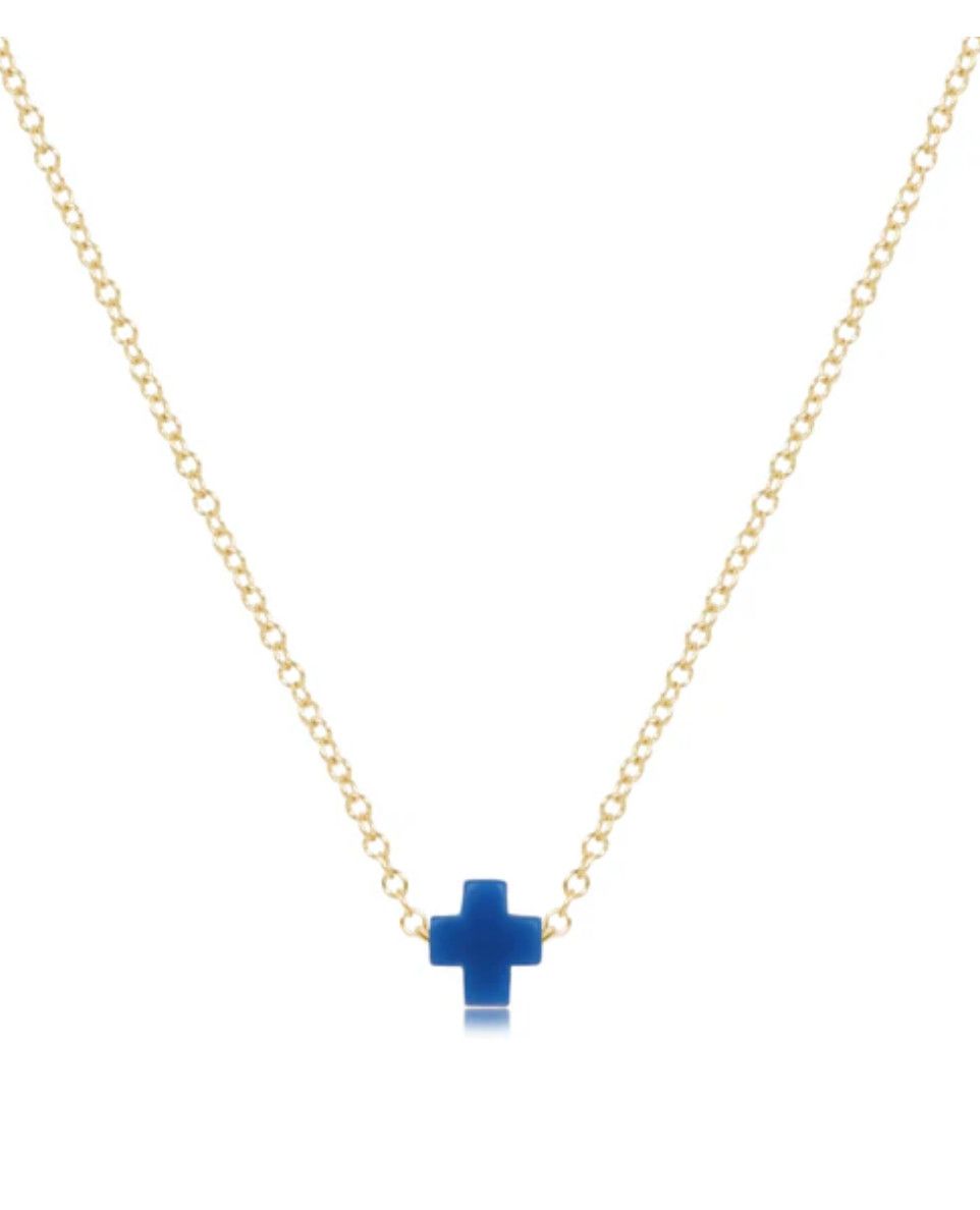 Cobalt- 16&quot; Necklace Signature Cross Small