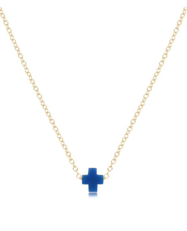 Cobalt- 16&quot; Necklace Signature Cross Small