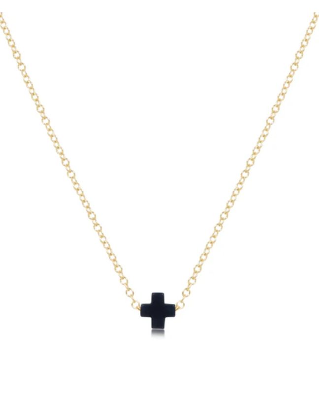 Navy- 16&quot; Necklace Signature Cross Small