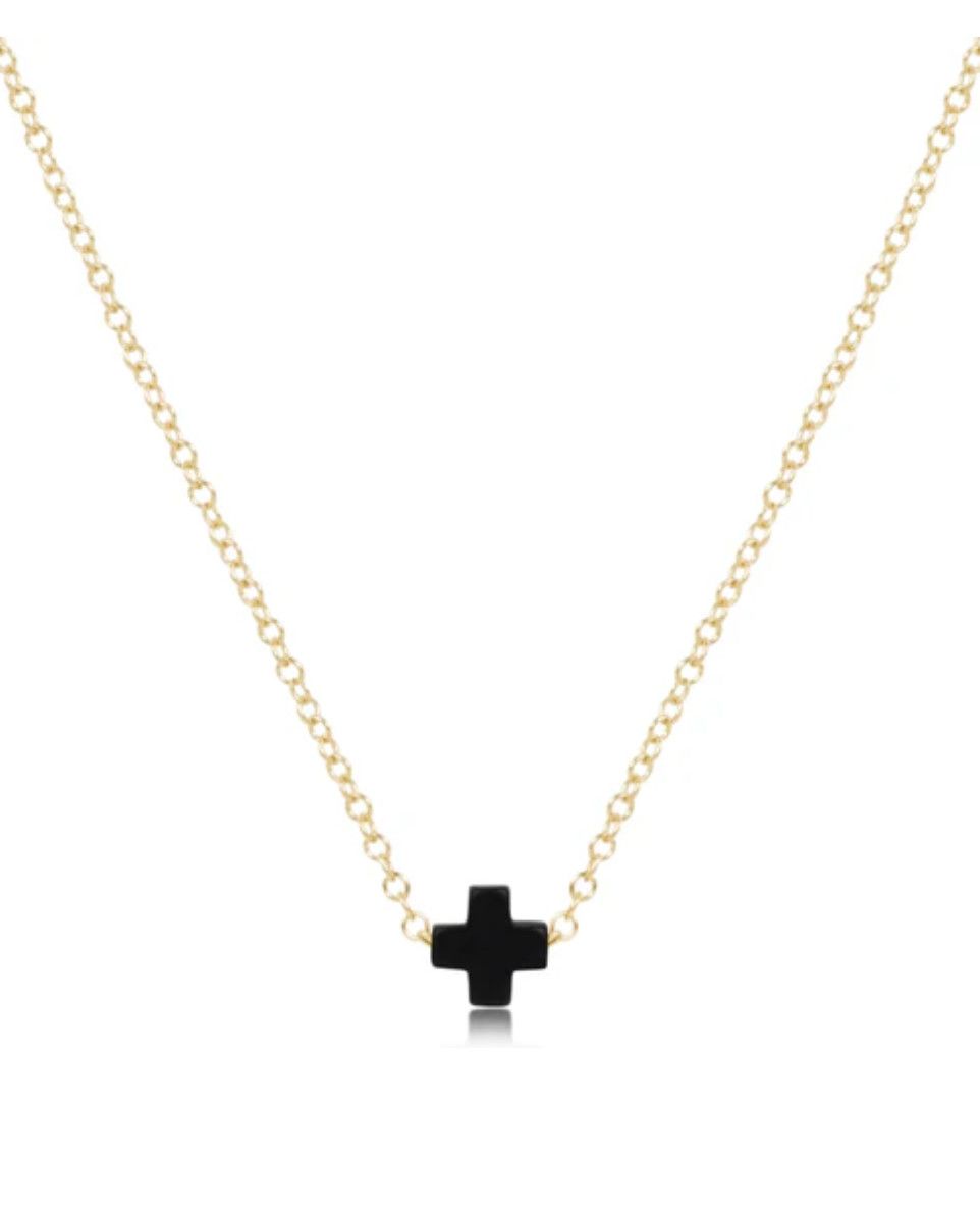 Onyx- 16&quot; Necklace Signature Cross Small
