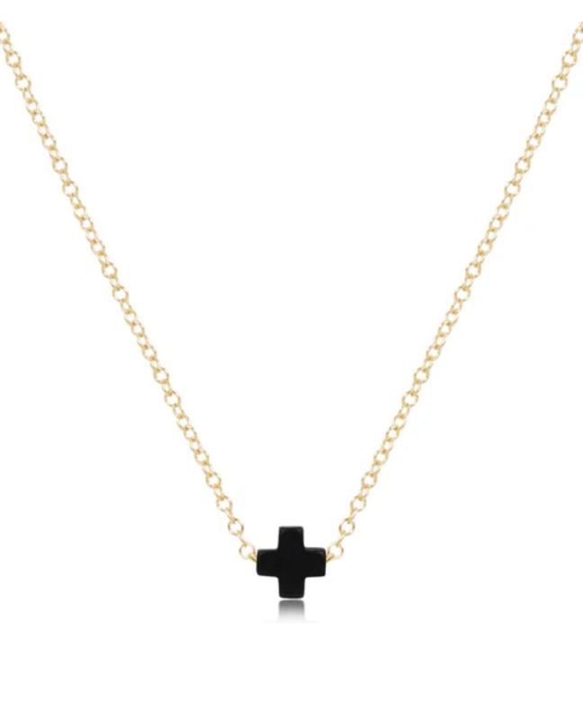 Onyx- 16&quot; Necklace Signature Cross Small