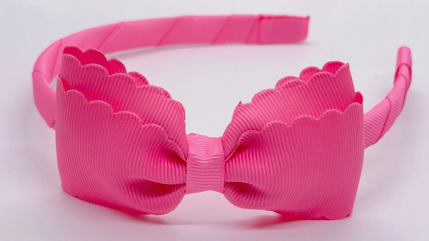 Scalloped &quot;Lottie&quot; Headband- Bright Pink