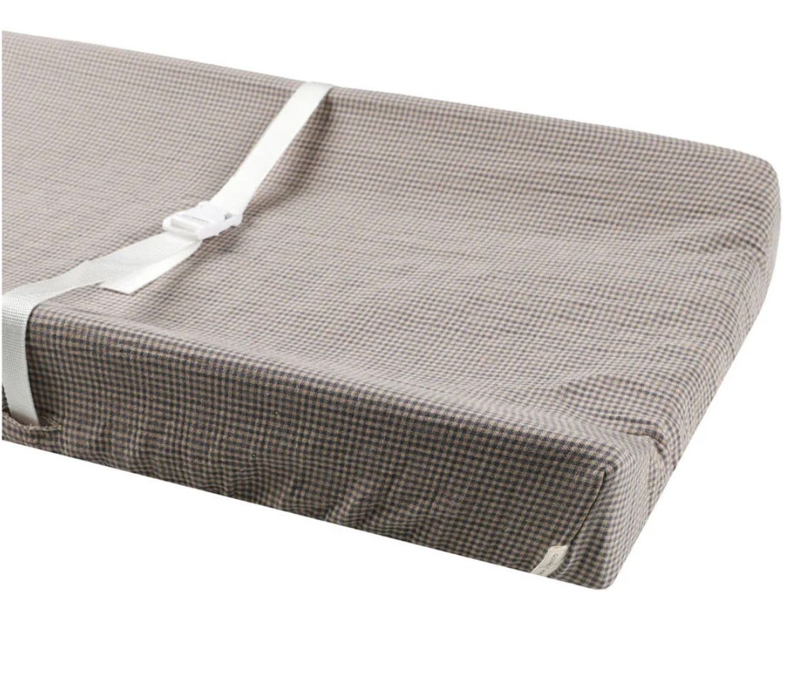 Changing Pad Cover-Indigo Gingham