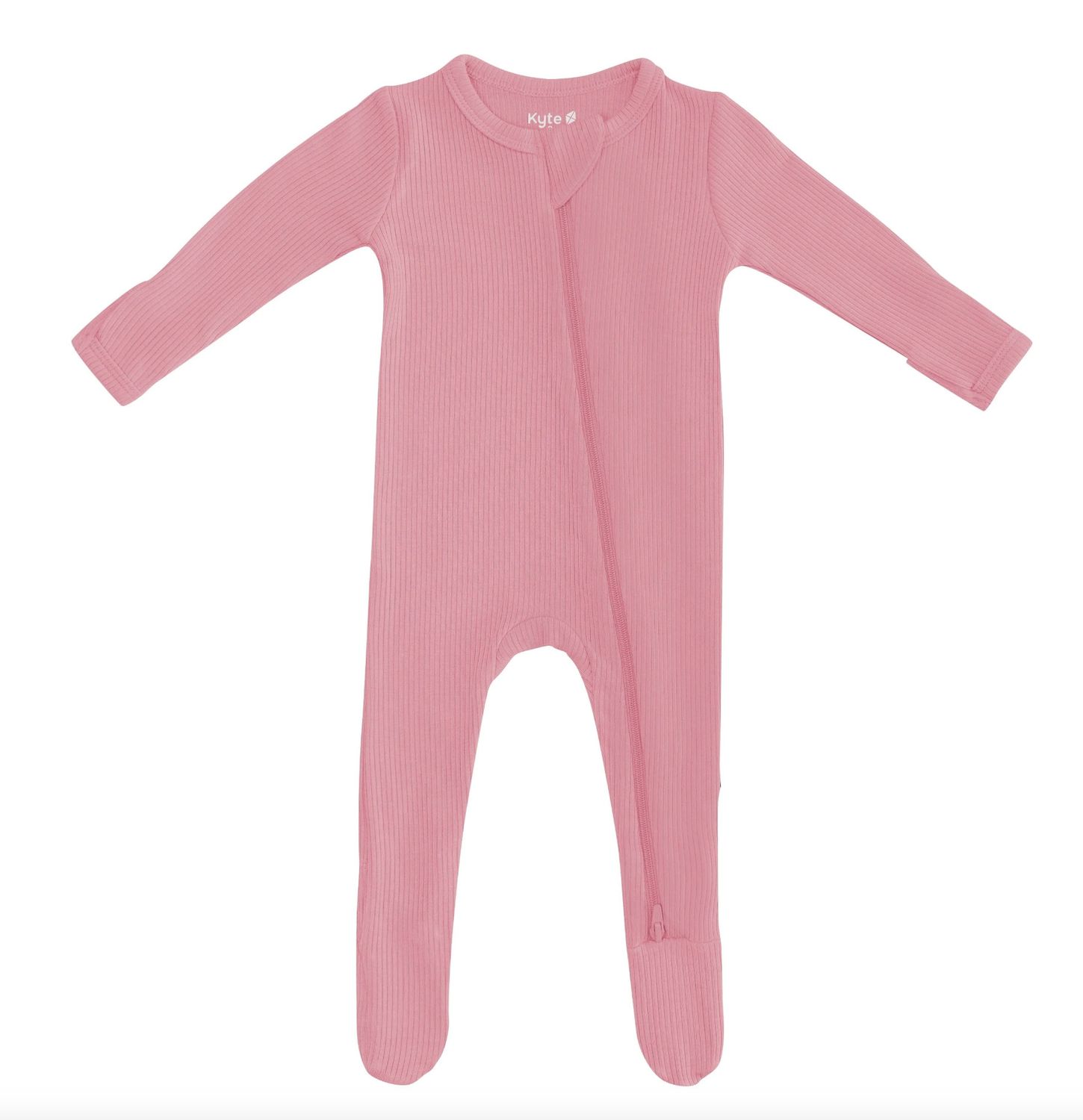 Ribbed Zippered Footie-Apple Blossom