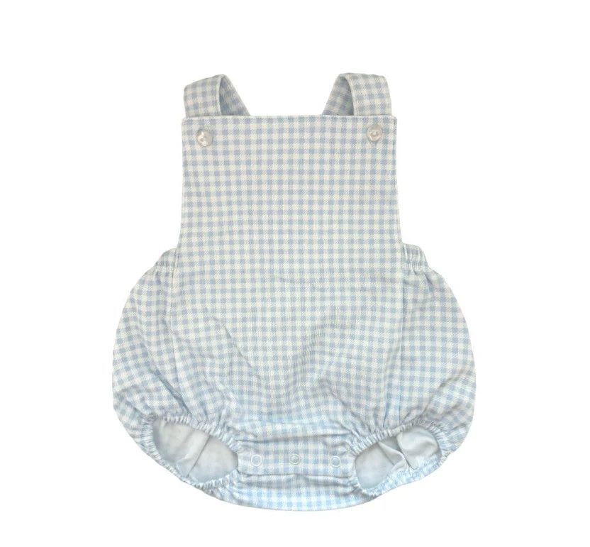 John Pima Romper- Blue Gingham