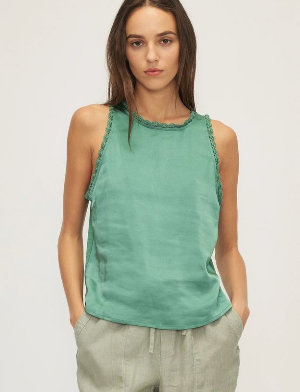 Kelsi Satin Tank- Exotic Green