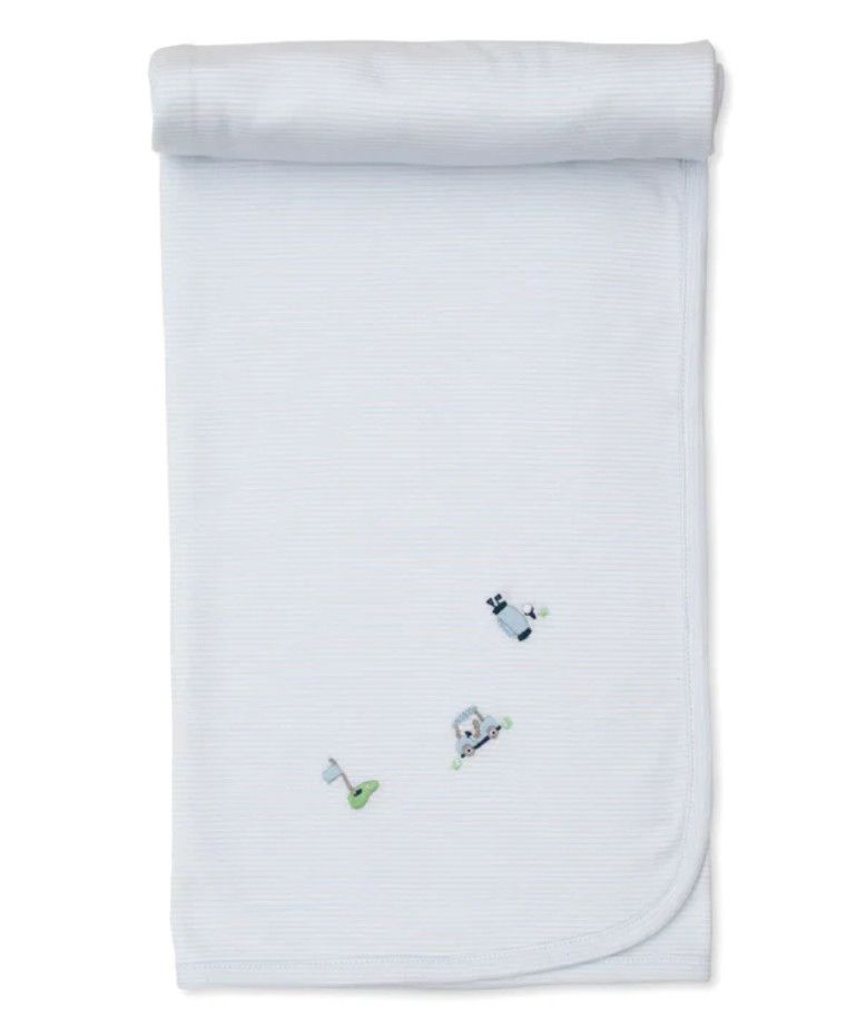 KK Blanket w/ hand emb. str, premier kissy golf club, light blue