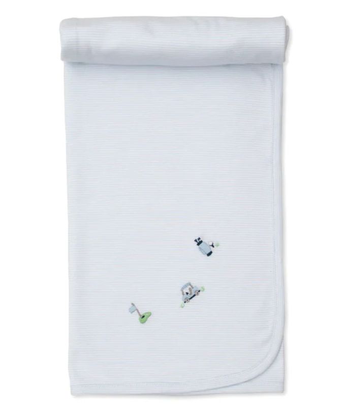KK Blanket w/ hand emb. str, premier kissy golf club, light blue