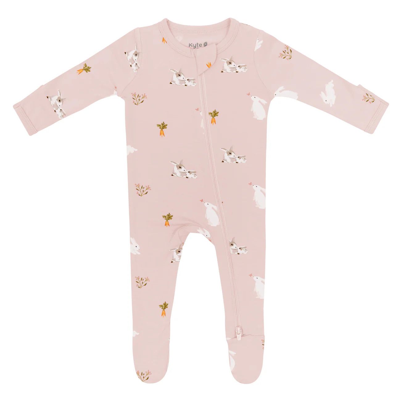 Kyte Zippered Footie- Rabbit, Color: Blush, Size: NB