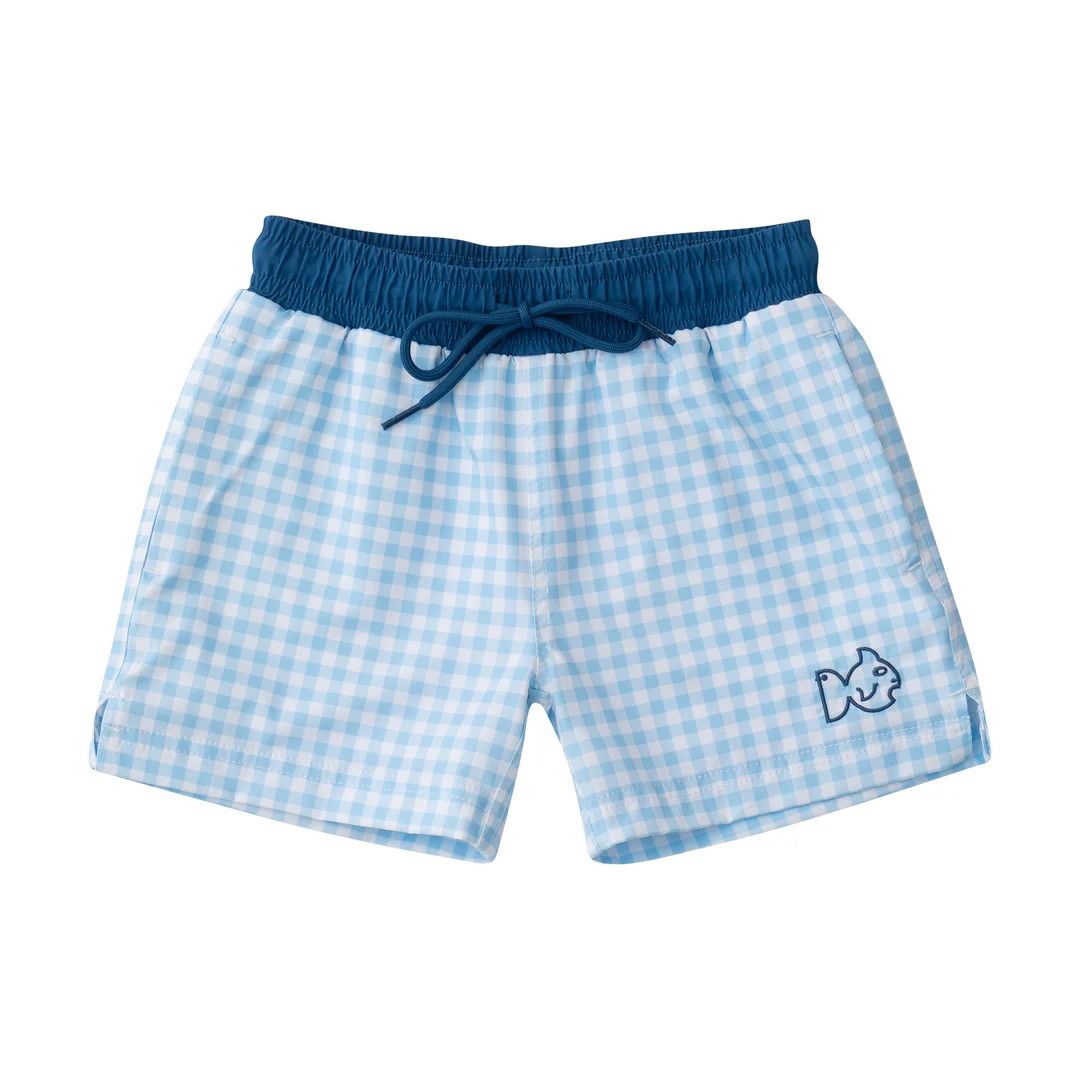 Boogie Board Swim Trunk- Sky Blue Gingham