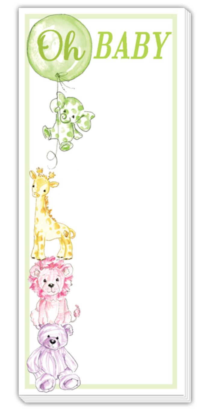 Handpainted Skinny Notepad Green &quot;Oh Baby Stuffies&quot;