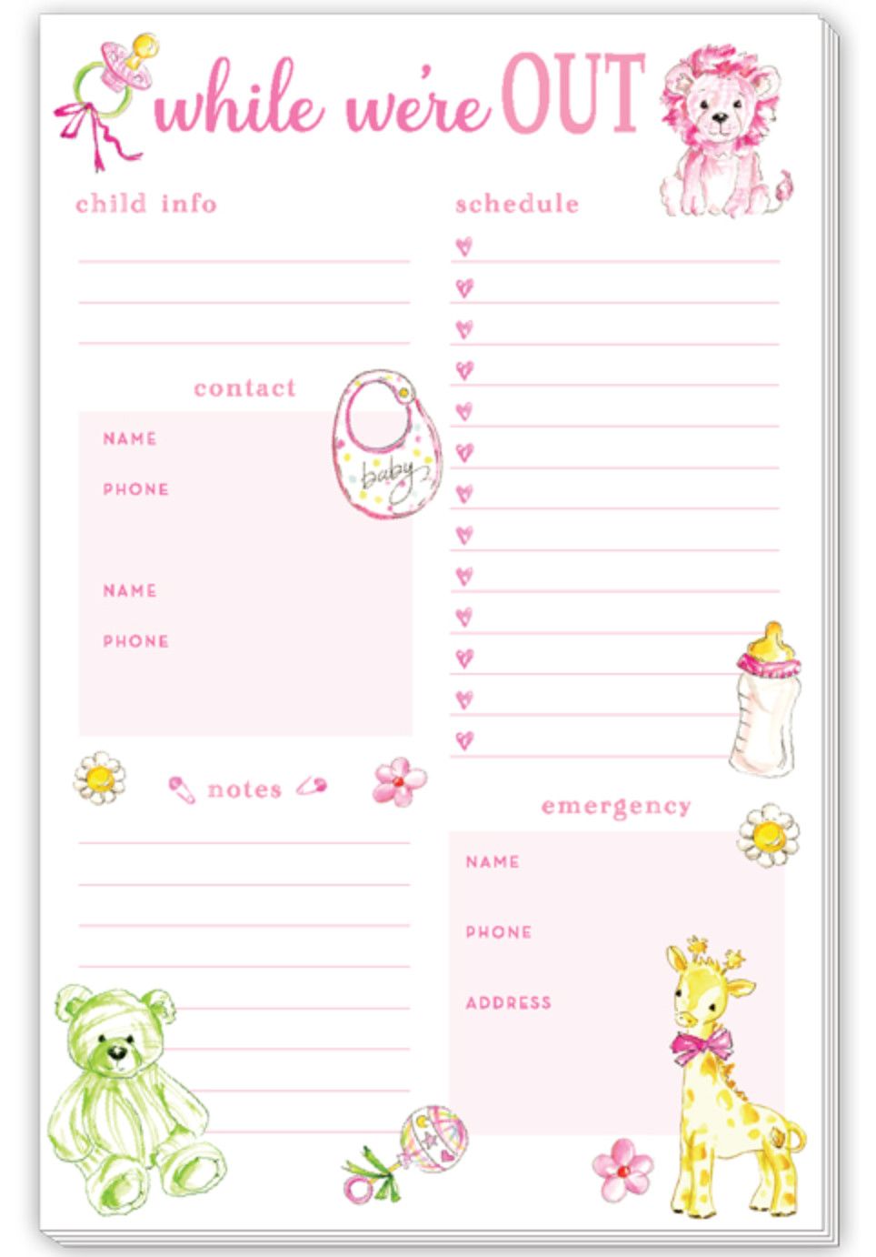 Handpainted Pink While We&#39;re Out- Babysitters Notes
