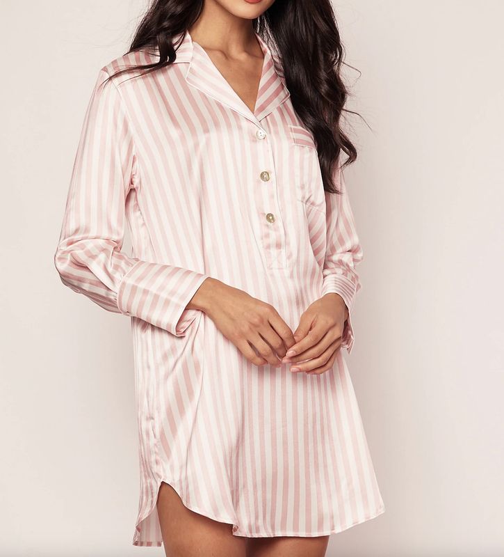 Pink Stripe Silk Nightshirt