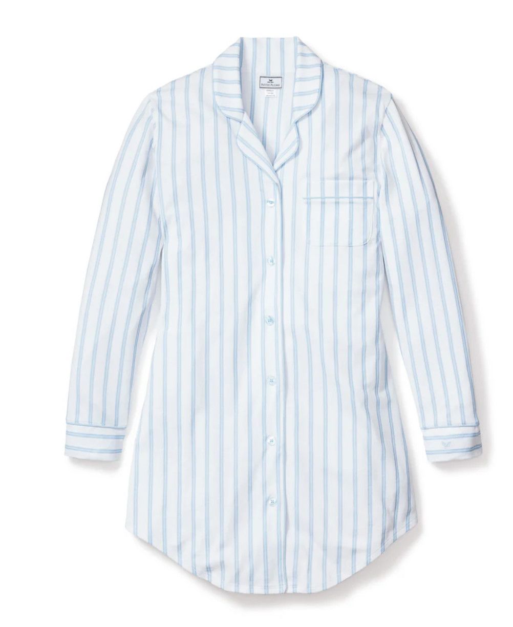 Pima Nightshirt Periwinkle Stripe