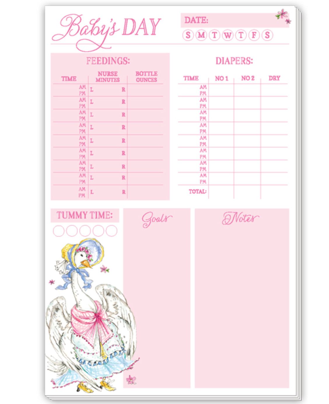 Handpainted Pink Baby&#39;s Day- Mother Goose